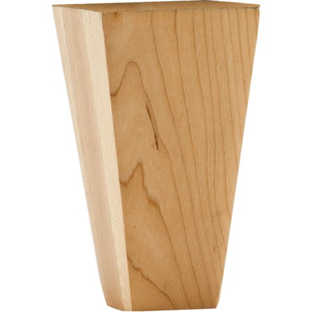 HARDWARE RESOURCES 2-1/4" Wx2-1/4"Dx4"H Oak Square Tapered Shaker Bun Foot BF34OK